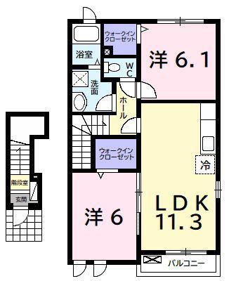 アルカンシエル市原 B(2LDK/2階)の間取り写真