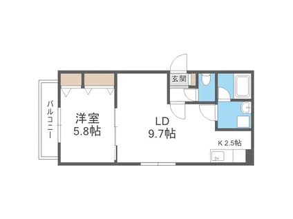 ロゼジョーヌ(1LDK/2階)の間取り写真