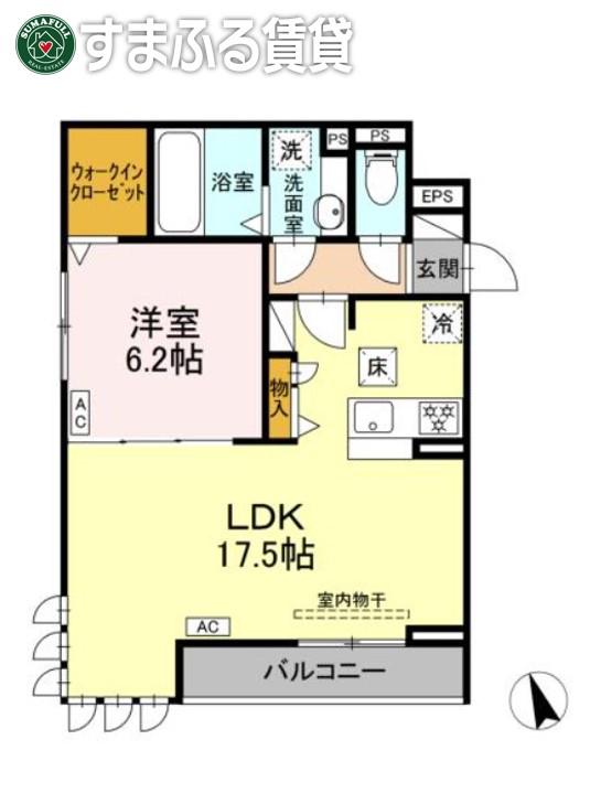 ソラーナHIROA(1LDK/2階)の間取り写真