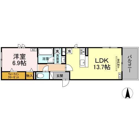 カサ クアルト(1LDK/2階)の間取り写真