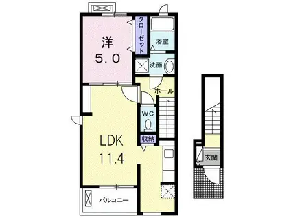 遠州鉄道 さぎの宮駅 徒歩3分 2階建 築13年(1LDK/2階)の間取り写真