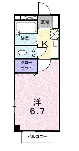 サンミュール木太(1K/2階)の間取り写真