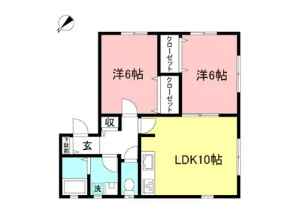 ラフェリオ上鶴間(2LDK/1階)の間取り写真