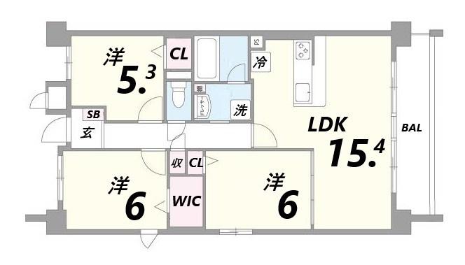 ブラン ジュール(3LDK/2階)の間取り写真