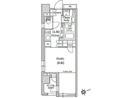 スタイリオ元住吉II(1K/3階)の間取り写真