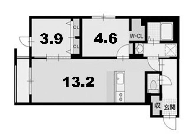 ヴェルデオーロ住吉(2LDK/4階)の間取り写真