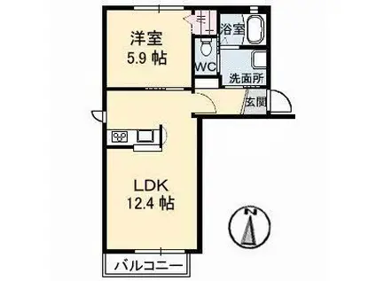 グロリオーサ(1LDK/2階)の間取り写真