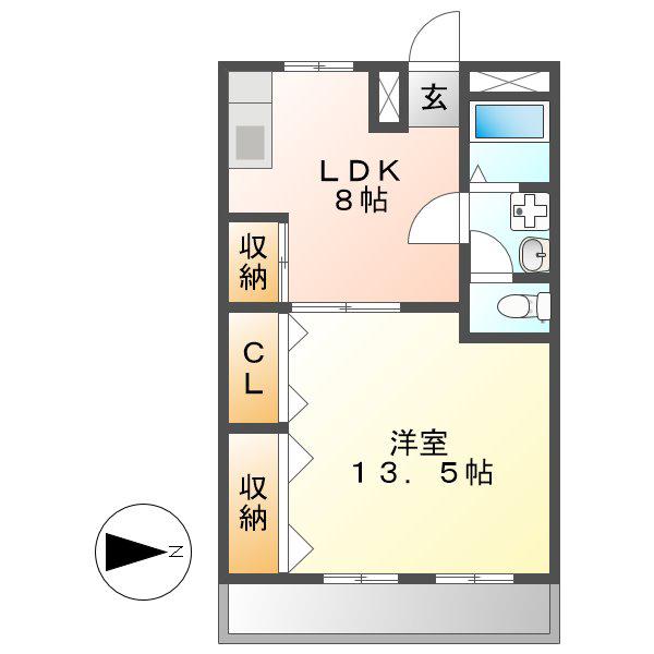 ヨイマンション(1LDK/4階)の間取り写真