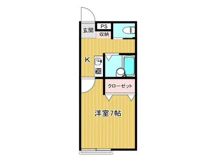ハイツおおつき(1K/1階)の間取り写真