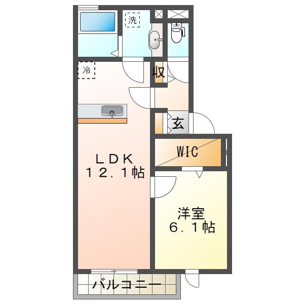 YKメゾン舞子台(1LDK/1階)の間取り写真