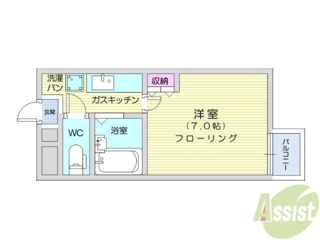アイショウプラザ旭ヶ丘Ⅴ(1K/4階)の間取り写真