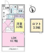 丘の上テラス菊名C棟(1LDK/2階)の間取り写真