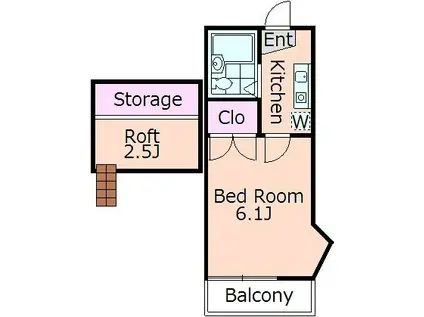 あかるハイム18(1K/2階)の間取り写真