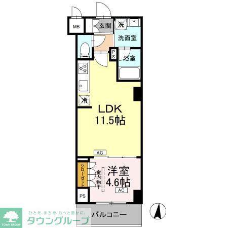 ロイジェント潮見(1LDK/3階)の間取り写真
