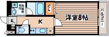 しゃとれきたやま(1K/1階)の間取り写真