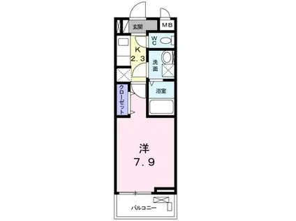 サニーヒル・ブラシカ(1K/2階)の間取り写真