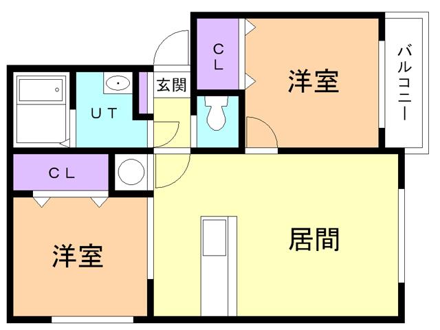 コスモヒルズ(2LDK/2階)の間取り写真