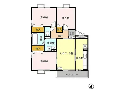 フォレストグリーン ハマ E(3LDK/3階)の間取り写真