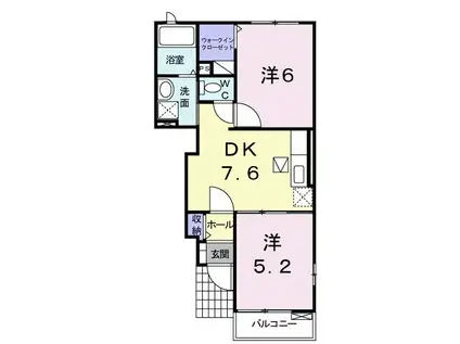 アドニードII(2DK/1階)の間取り写真