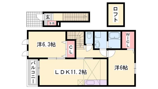ムックINアサカII(2LDK/2階)の間取り写真