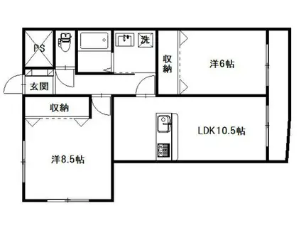 K`Sガーデン住吉II(2LDK/2階)の間取り写真