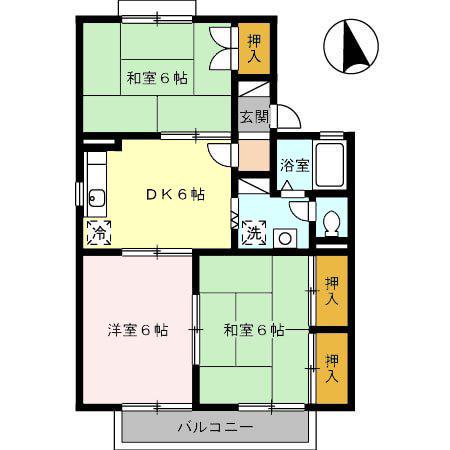 コモドハウス(3DK/2階)の間取り写真