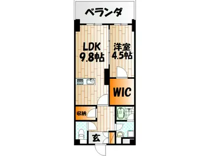 アヴィニールグランデ金田(1LDK/4階)の間取り写真