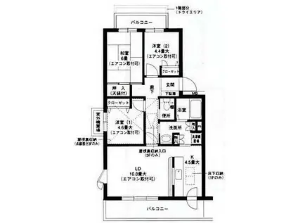 オクトス市ヶ尾5号棟(3LDK/2階)の間取り写真