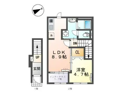 スターテラスII上福原(1LDK/2階)の間取り写真