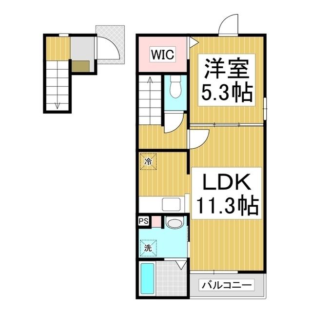 ル・フランII(1LDK/2階)の間取り写真