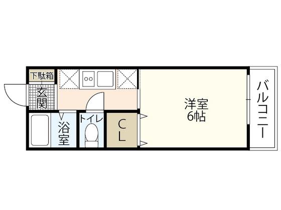 メゾンII(1K/1階)の間取り写真
