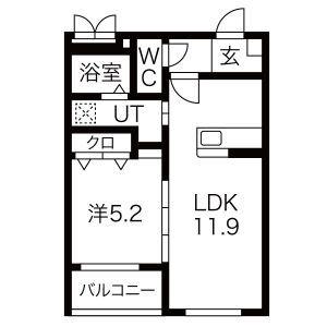 LALALA三幸(1LDK/1階)の間取り写真