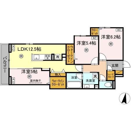ベルニー太田(3LDK/3階)の間取り写真