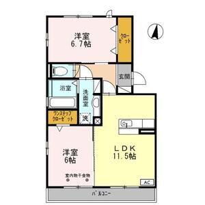 サンライズ末広(2LDK/2階)の間取り写真