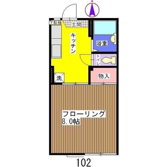 SKハイツ A棟(1K/1階)の間取り写真