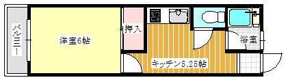コーポ鳴尾(1DK/1階)の間取り写真
