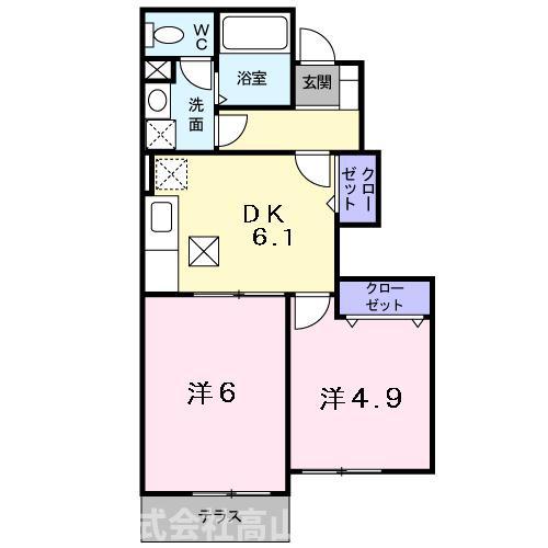 イル.パラッツオエテルノC(2DK/1階)の間取り写真