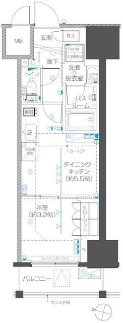 ZOOM本郷(1DK/10階)の間取り写真