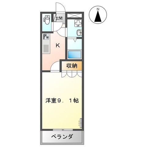 ヴァンベール(1K/2階)の間取り写真
