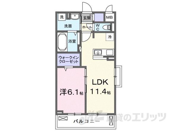 リルーム 東近江(1LDK/2階)の間取り写真