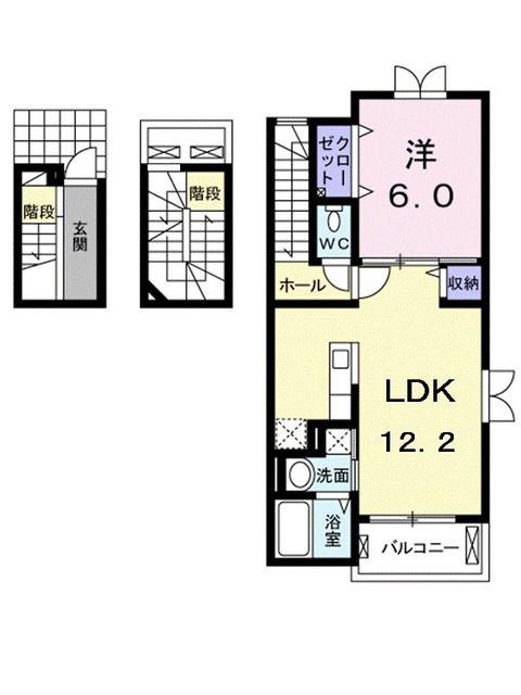 メルローズ(1LDK/3階)の間取り写真