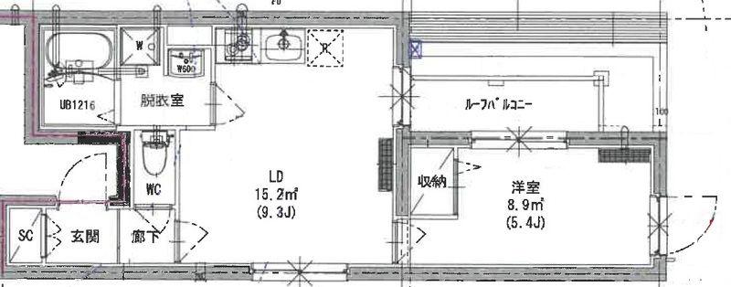 MELDIA RESIDENTIAL 北千住(1LDK/5階)の間取り写真