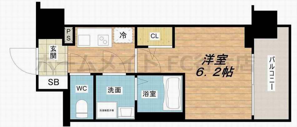 エスリード大阪城南グランデュクス(1K/2階)の間取り写真