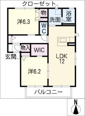 サクシードIII(2LDK/2階)の間取り写真