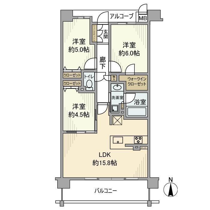 プレディア住吉甲南町(3LDK/4階)の間取り写真