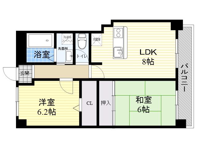 ライフ野江(2LDK/5階)の間取り写真
