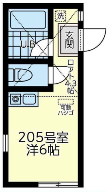ユナイト市場キューピット(ワンルーム/2階)の間取り写真