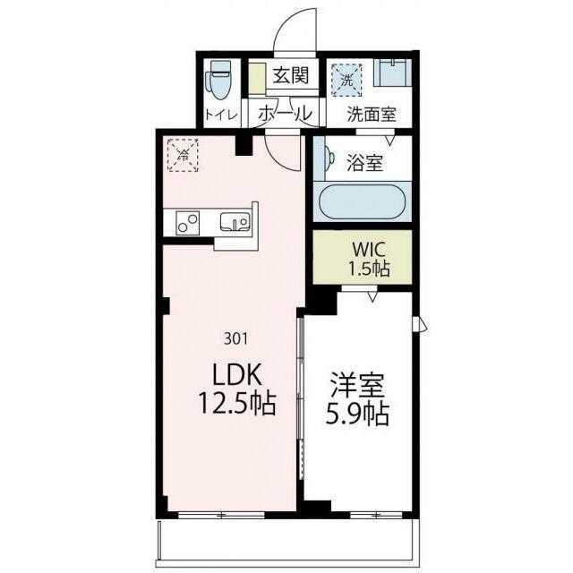 コーポ安岡II(1LDK/3階)の間取り写真