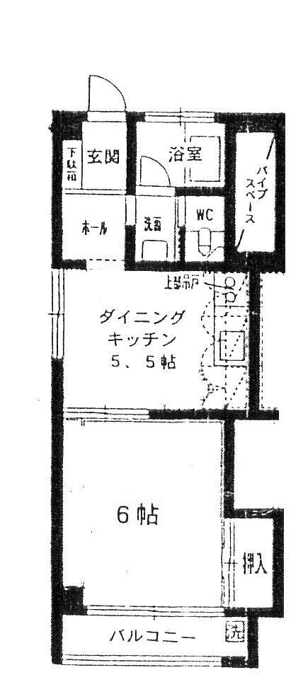 霞コーポ(1DK/3階)の間取り写真