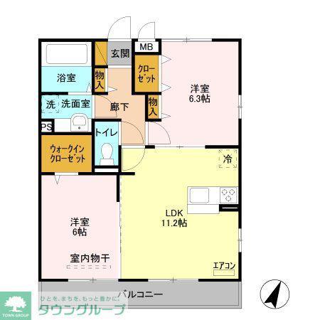 グレイス・フォレ II(2LDK/2階)の間取り写真